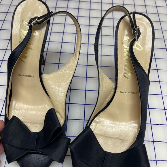 Butter Italy Black Slingback Sandal with Bow 6.5 satin - Picture 2 of 7